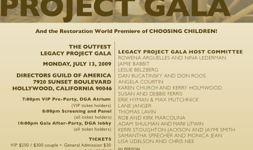 Outfest Legacy Project Gala Monday! Outfest Legacy Project Gala Monday!