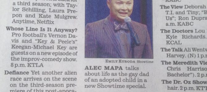 Los Angeles Times Print edition highlights Alec Mapa: Baby Daddy