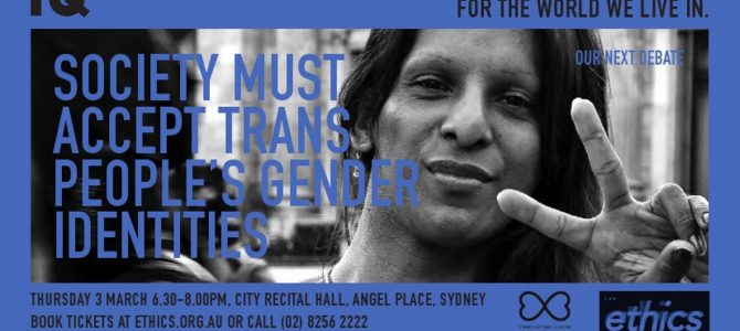 Intelligence Squared debate on gender identity, March 3, Sydney