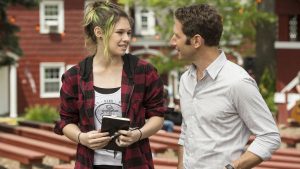 ROYAL PAINS - "The Prince of Nucleotides" Episode 704 -- Pictured: (l-r) Nicole Maines as Anna, Mark Feuerstein as Dr. Hank Lawson -- (Photo by: David Giesbrecht/USA Network)